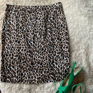 VGUC J.Crew The Pencil Skirt in leopard stretch cotton